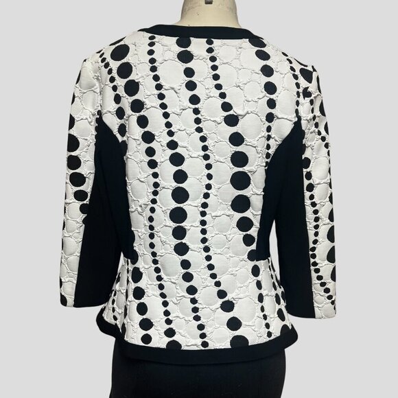 Joseph Ribkoff Fitted Textured Black & White Dotted Stretch Blazer Jacket - Picture 4 of 16